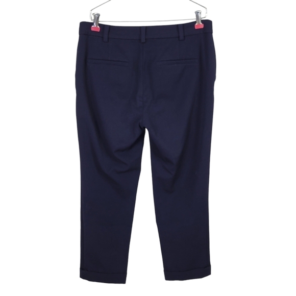 Loft Crop Pants Size 10P Pockets Front Zip Cuffed Belt Loops Stretch Black - Picture 2 of 11